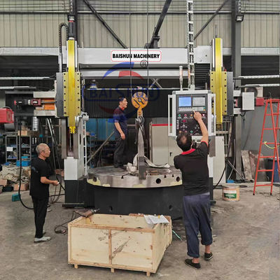 คอลัมน์คู่ภาระหนักตั้ง Lathe Cnc ล้อ Lathe เครื่อง Fanuc / Siemens ระบบควบคุม